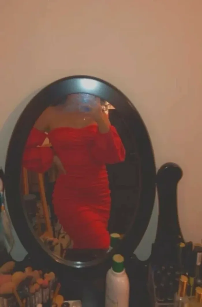 robe ruché col bardot rouge - photo numéro 3