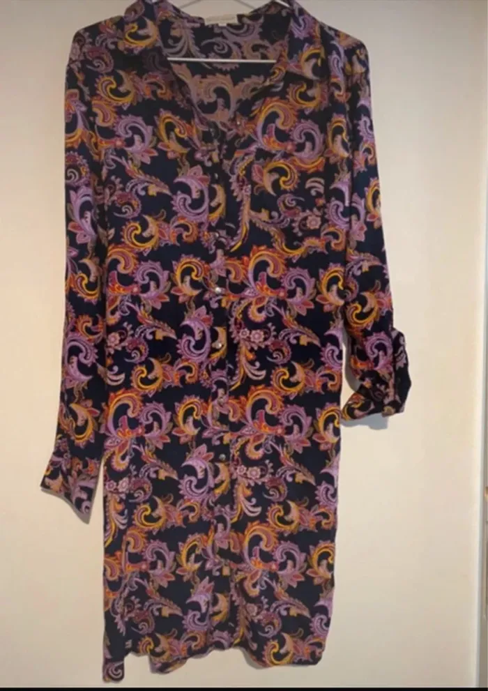 Robe cachemire violet jaune Anna Karel t38 neuve - photo numéro 2