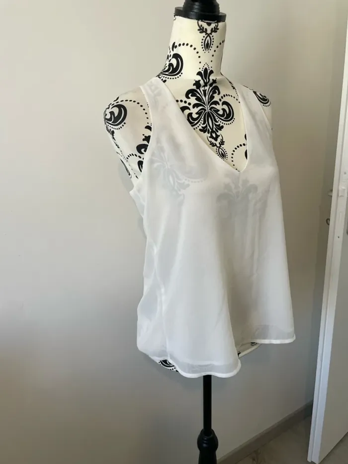 Débardeur blouse Morgan taille 38 blanc dos croisée boucle - photo numéro 2