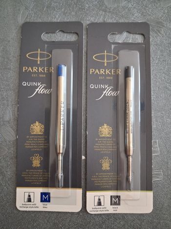 2 recharge Parker stylo bille noir et bleu 