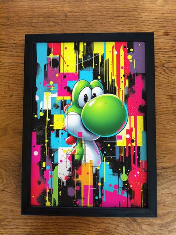 Affiche poster mural Yoshi Nintendo A4 (21×29,7 cm) déco colorée gaming chambre bureau