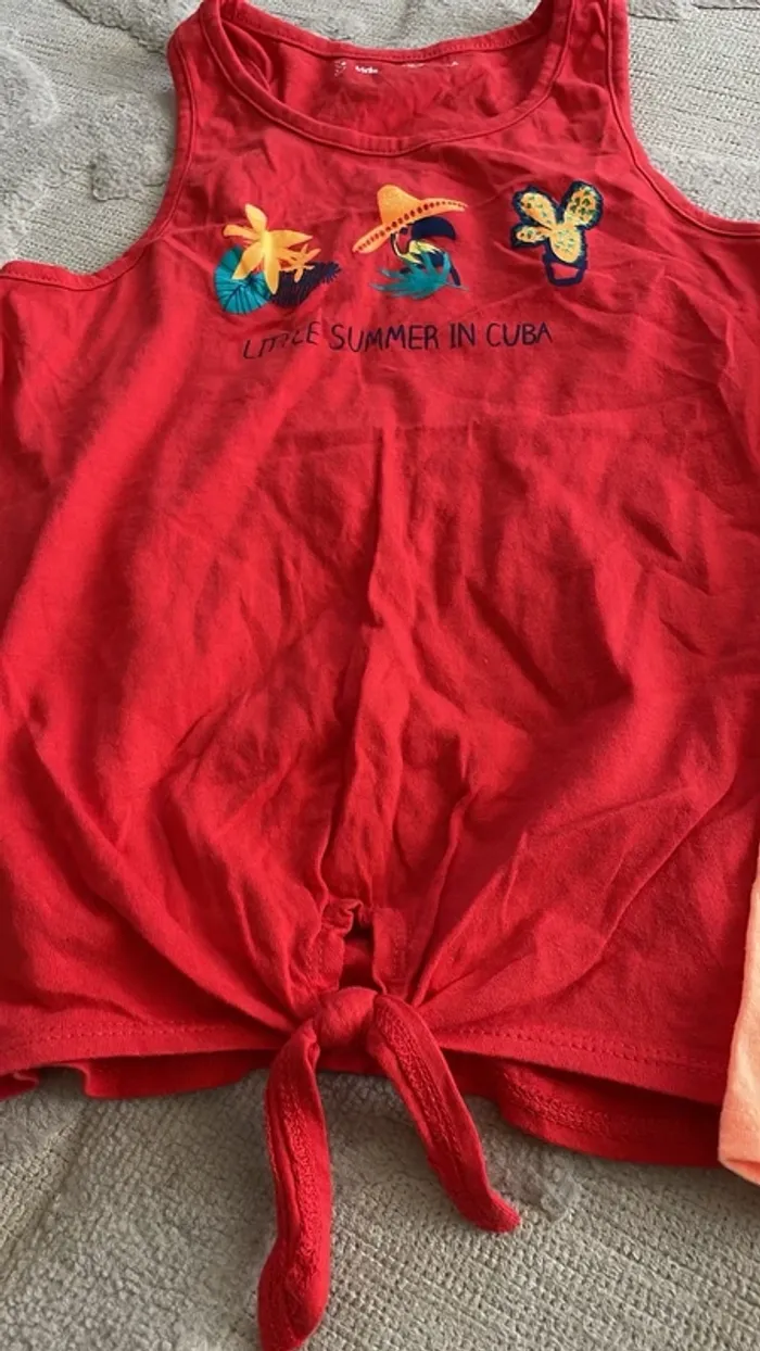 Lot de 2 débardeurs fille – Thème Cuba – Taille 10A / 140 cm - photo numéro 6