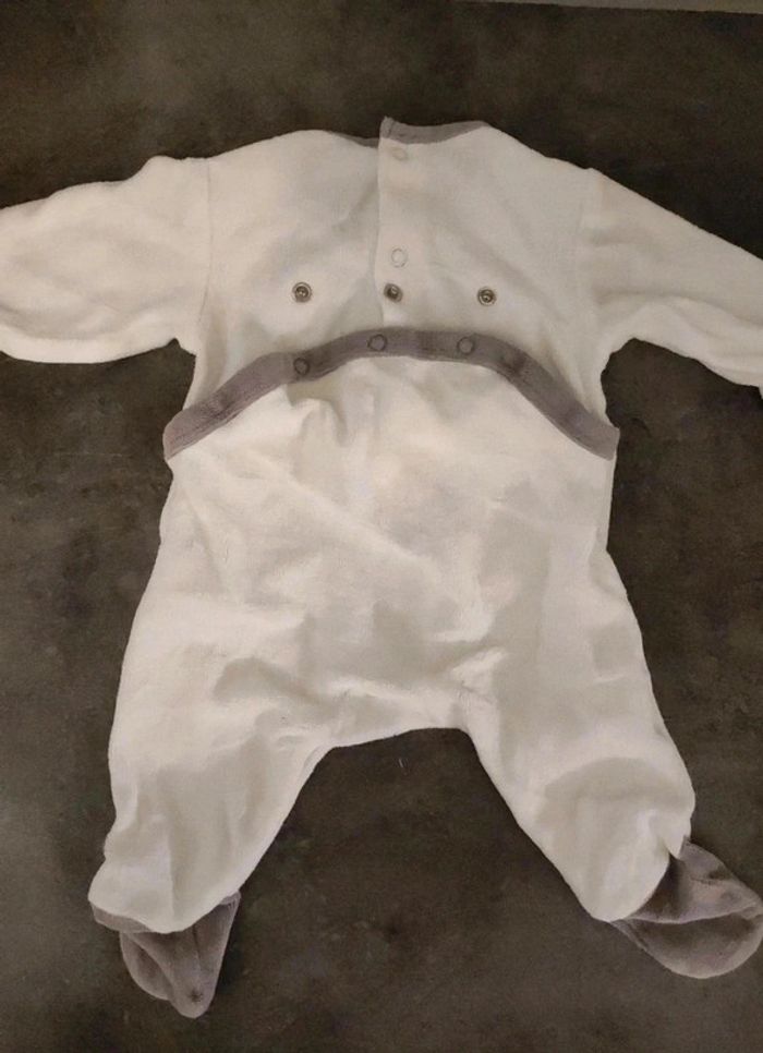 Pyjama combinaison grenouillère blanc gris lapin - Naissance / 0 mois - photo numéro 2