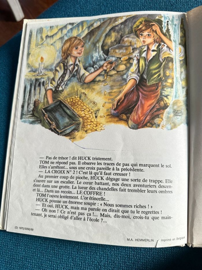Livre ancien Tom Sawyer et le trésor éditions Hemma album vintage carton satisfaisant - photo numéro 7