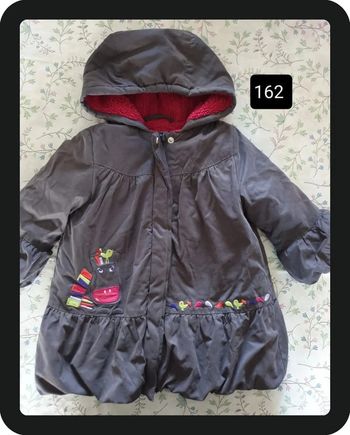 manteau fille gris motifs multicolores oiseaux 23 mois