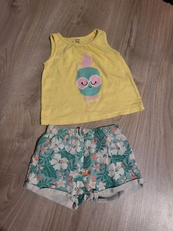 Ensemble short et débardeur tex 12 mois fille