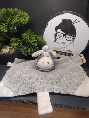 Doudou Nattou Âne Cheval Gris Beige Cappuccino Pois Bandana Plat Ancien DD003713