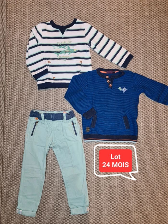 Ensemble 1 pantalon + 2 pulls - 24 mois