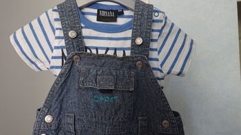 Ensemble, mixte, salopette Cadet Rousselle et tee-shirt Nirvana, 6 mois