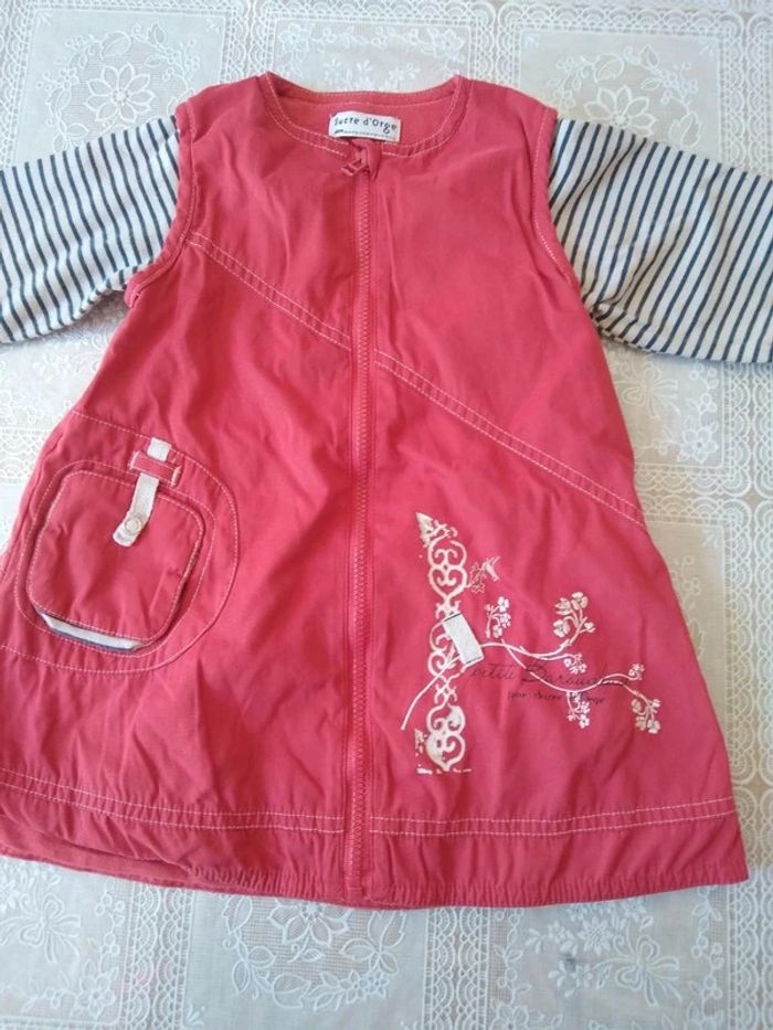 Robe rouge manches marinière 12 mois