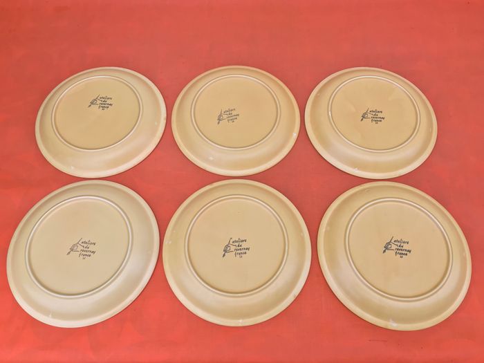 Années 1960 6 assiettes plates Ateliers du Revernay France Grès mat - photo numéro 7