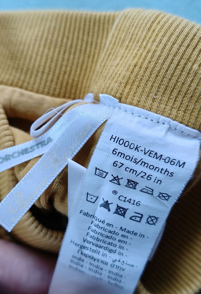 Pantalon chaud fille Orchestra jaune moutarde 67 cm - photo numéro 3