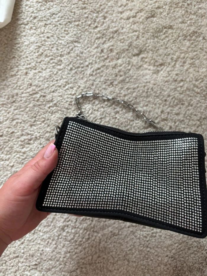Sac à main noir avec strass Karl Lagerfeld porté épaule - photo numéro 5