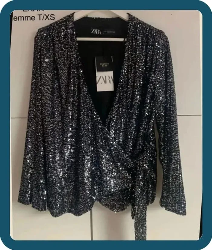 Blouse sequins cache-coeur Zara T/34