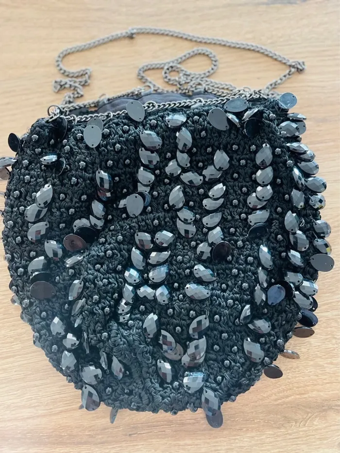 Bourse pochette Zara Woman noire perlée - photo numéro 6