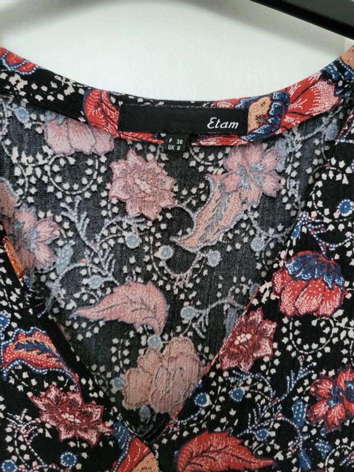 Robe noire motifs fleurs rouges Etam - photo numéro 2