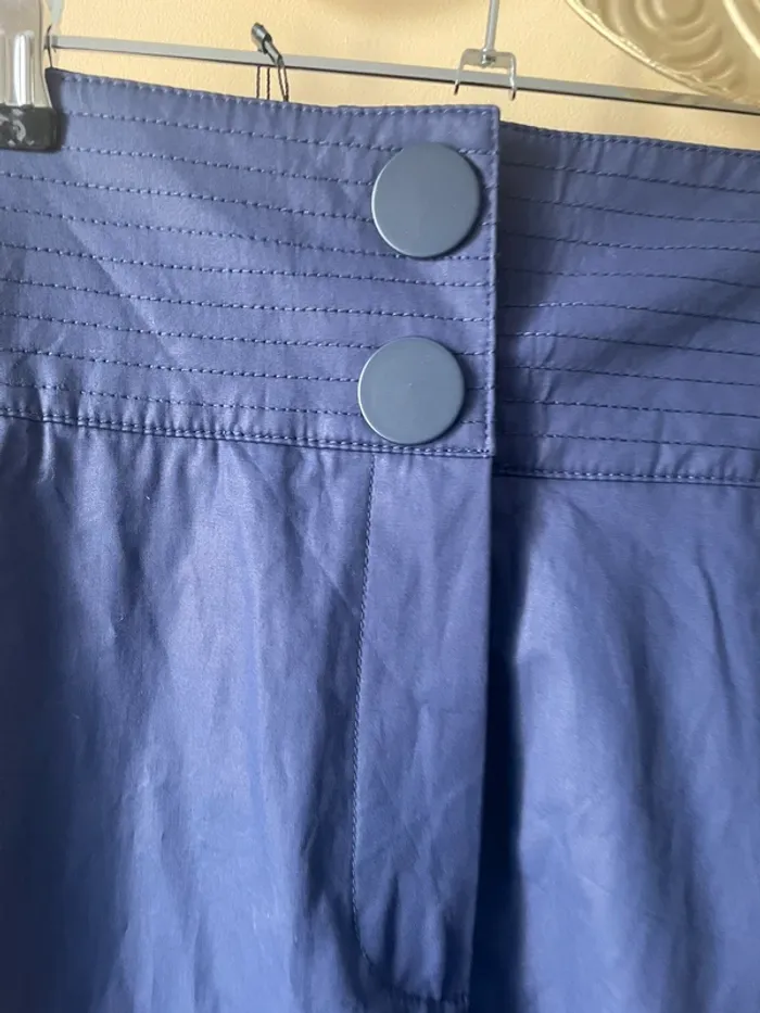 Pantalon large enduit bleu - photo numéro 2