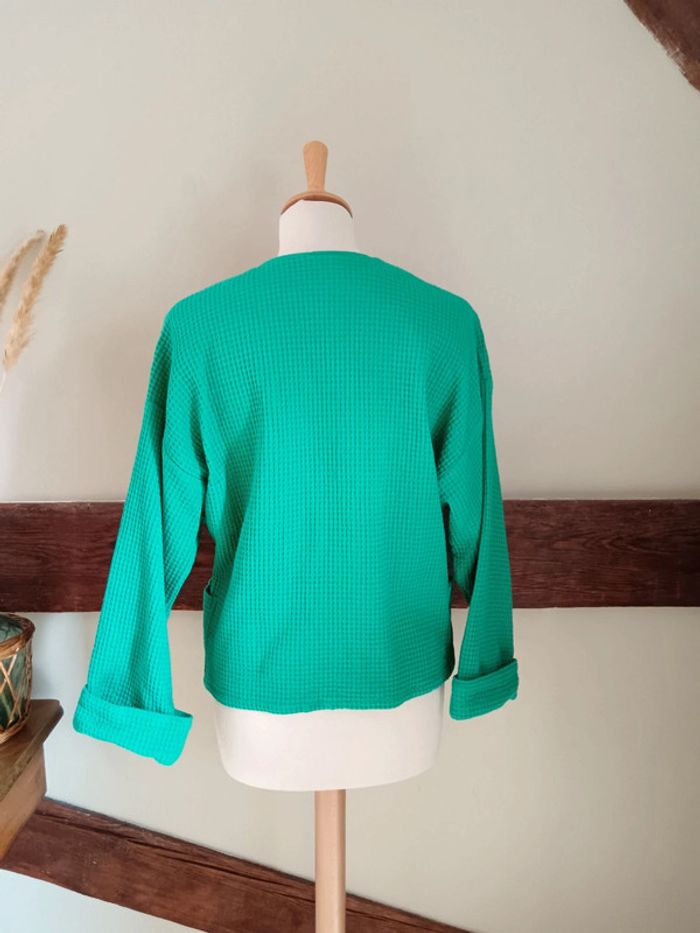 Veste ample nid d'abeille verte - photo numéro 7