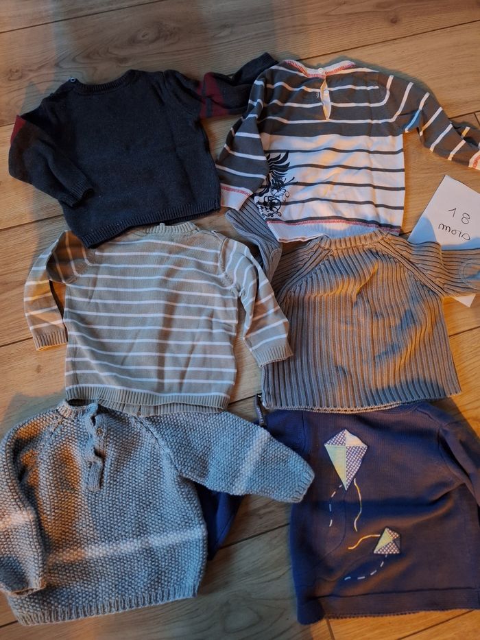 Lot 6 pulls bébé garçon 18 mois - photo numéro 4