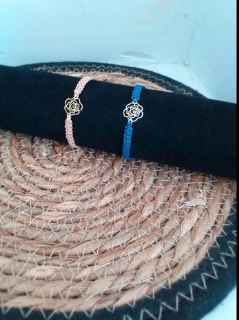 Bracelet  macramé breloque  fleurs n°9