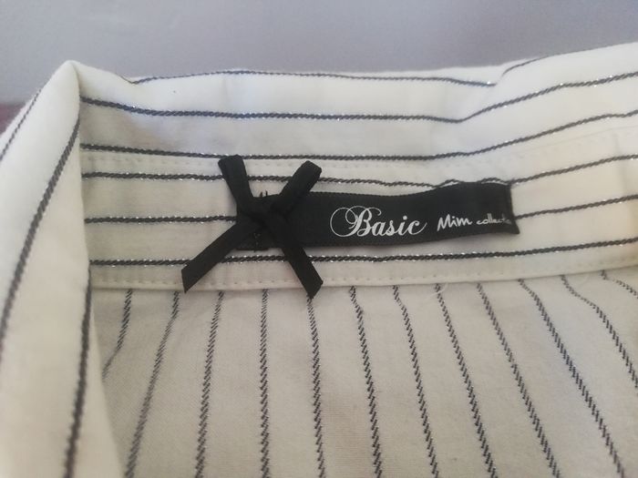 Chemisier blanc rayé argenté. Tissu mélange elastane - photo numéro 3