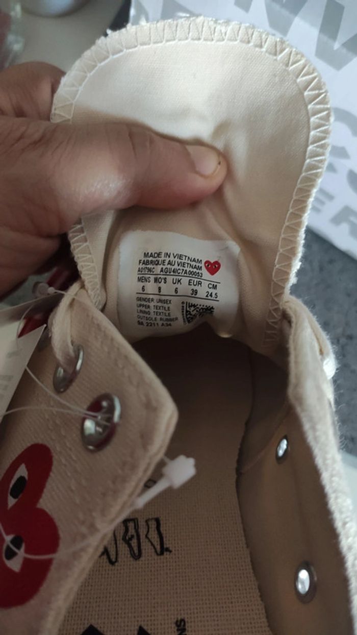 Converse baskets play comme les garçons beige pointure 39 neuves - photo numéro 6