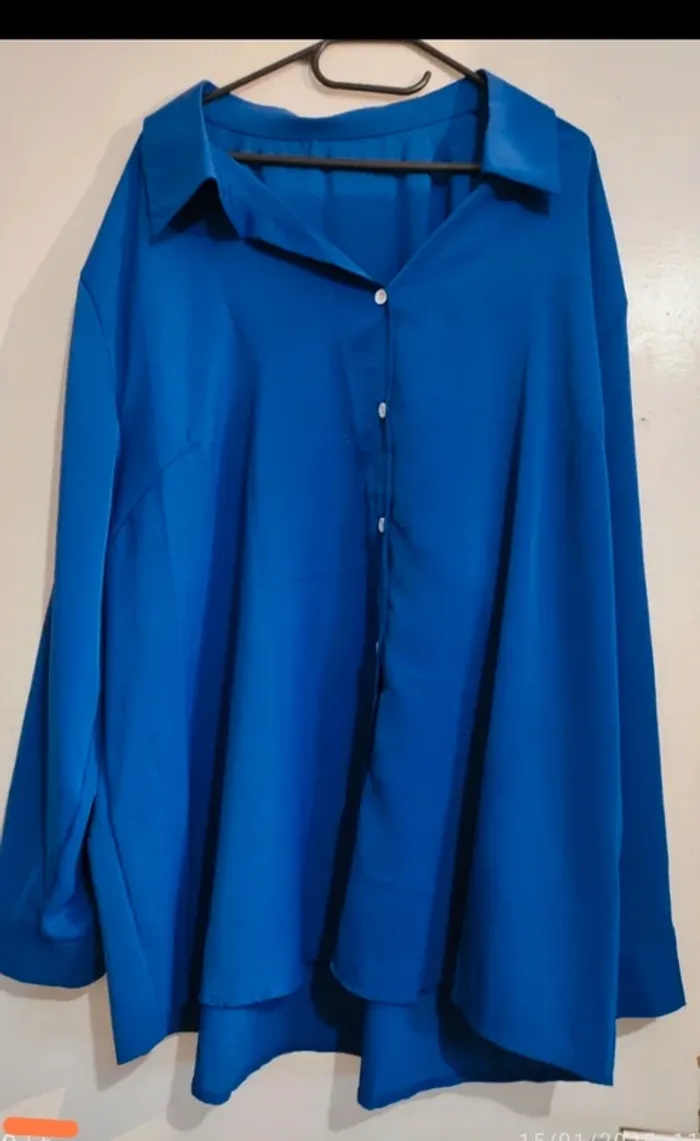Chemise bleu roi taille 5XL taille 56 - photo numéro 5