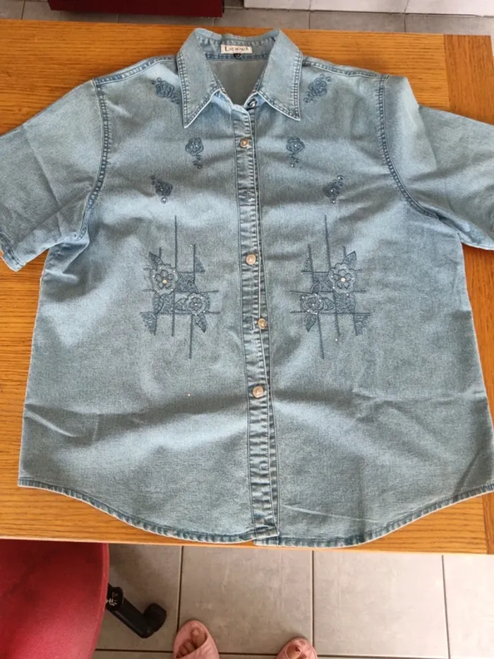 Chemise en jean avec strass