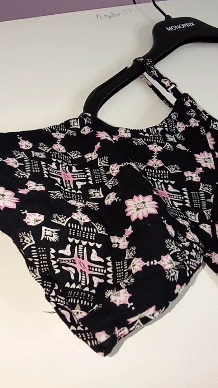 Robe 👗 noir motif rose - Taille M - photo numéro 3