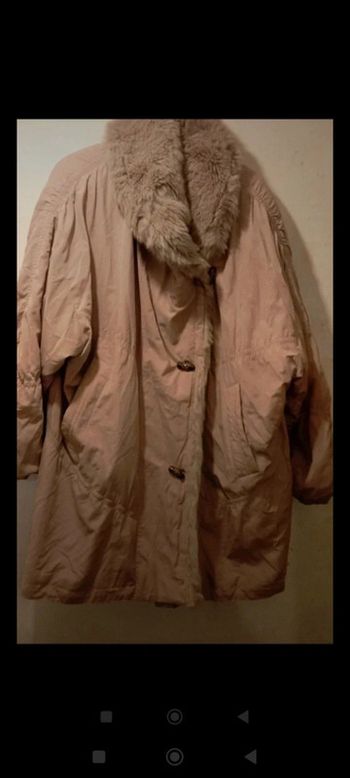 Parka col fausse fourrure rose pâle