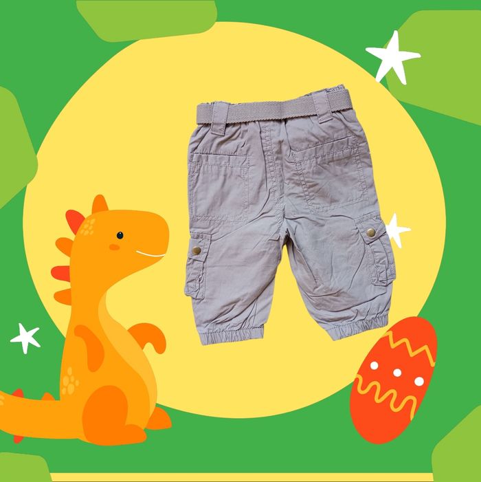 Pantalon cargo bébé marron clair.Stylé, confortable et réglable Taille 9 mois - photo numéro 2