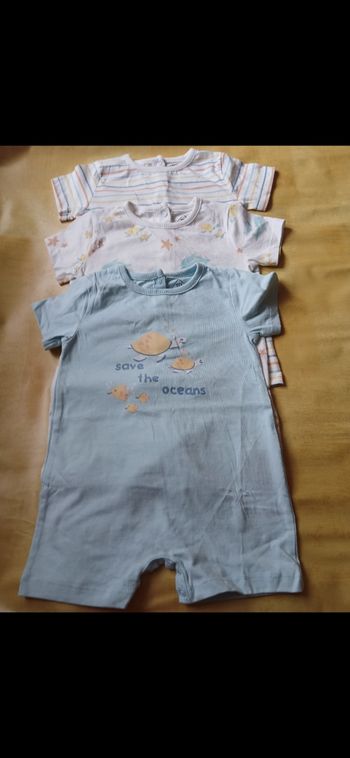Lot 3 barboteuse combishort garçon tex baby 71 cm 9 mois