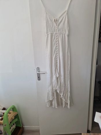 Robe longue femme été fine bretelle blanc volant taille XS TBE tally weijl
