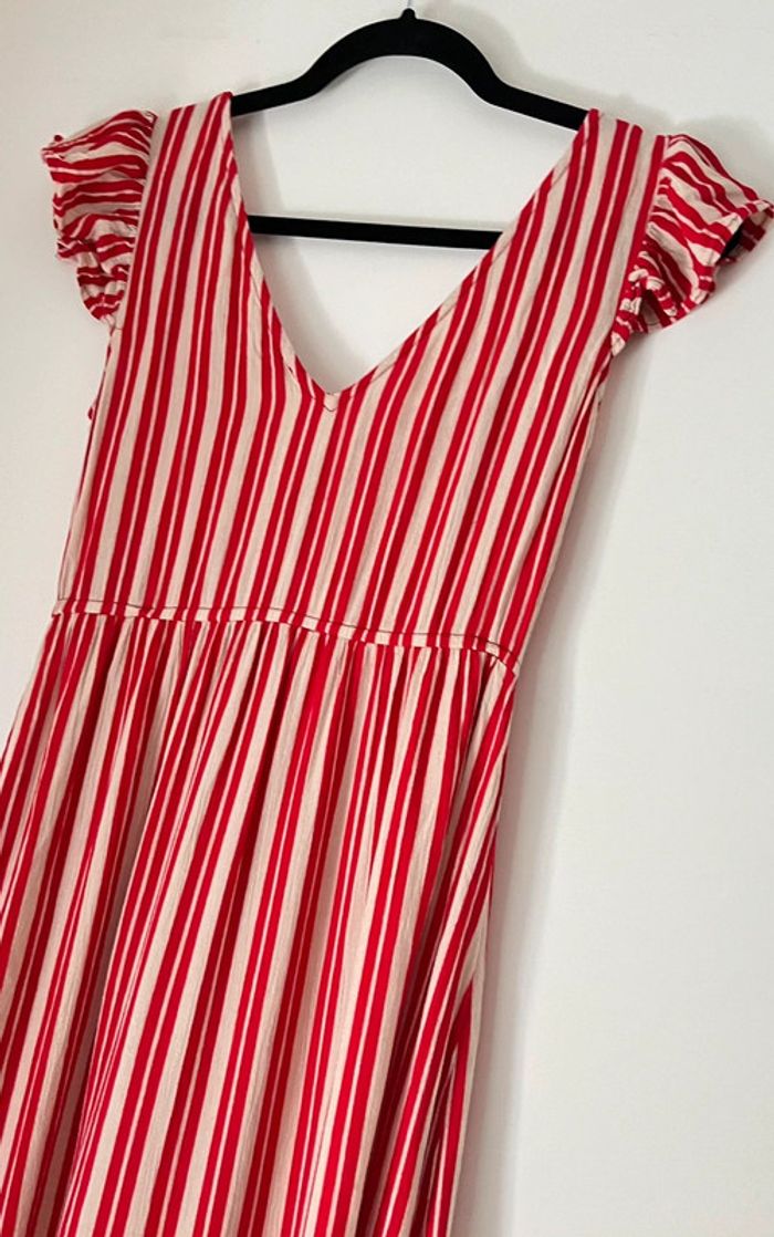 Robe longue imprimée rayures avec volant taille 36 - photo numéro 4