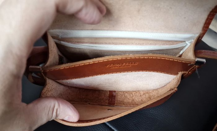 Sac Bandoulière Vintage Cuir Véritable Camel Vera Pelle - photo numéro 18