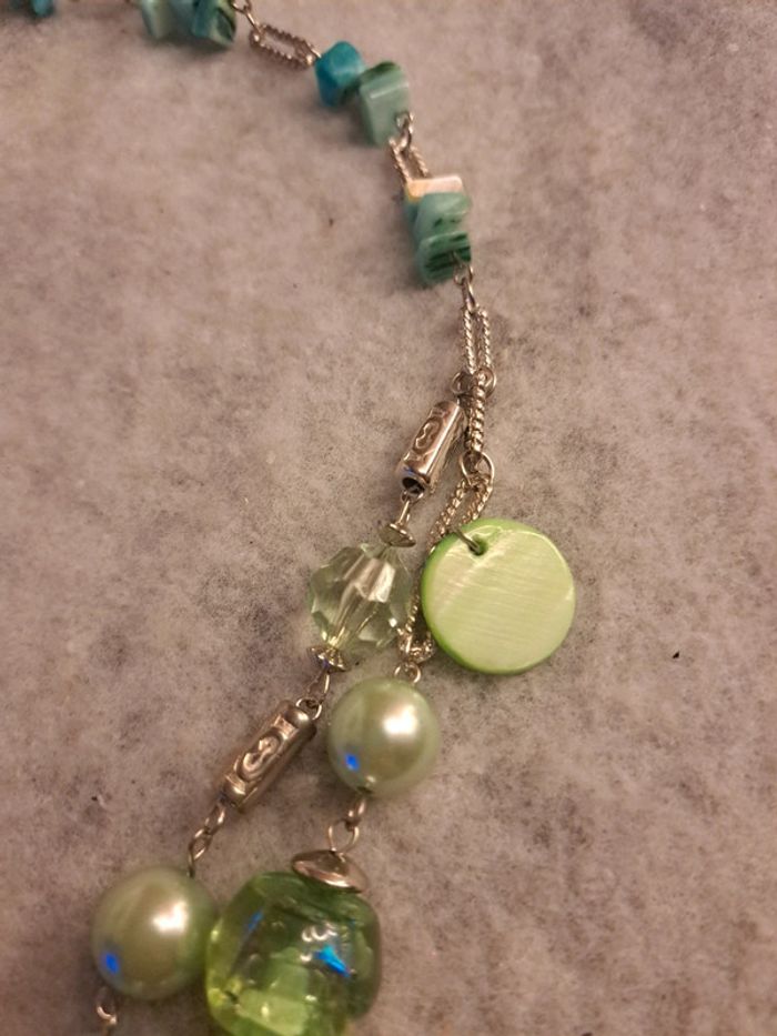 Collier long vert bleu turquoise - photo numéro 7