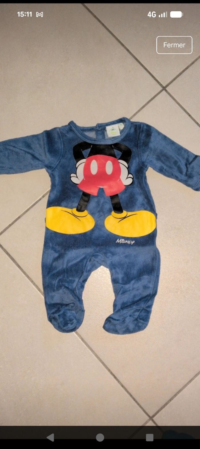 Pyjama velours Mickey Mouse