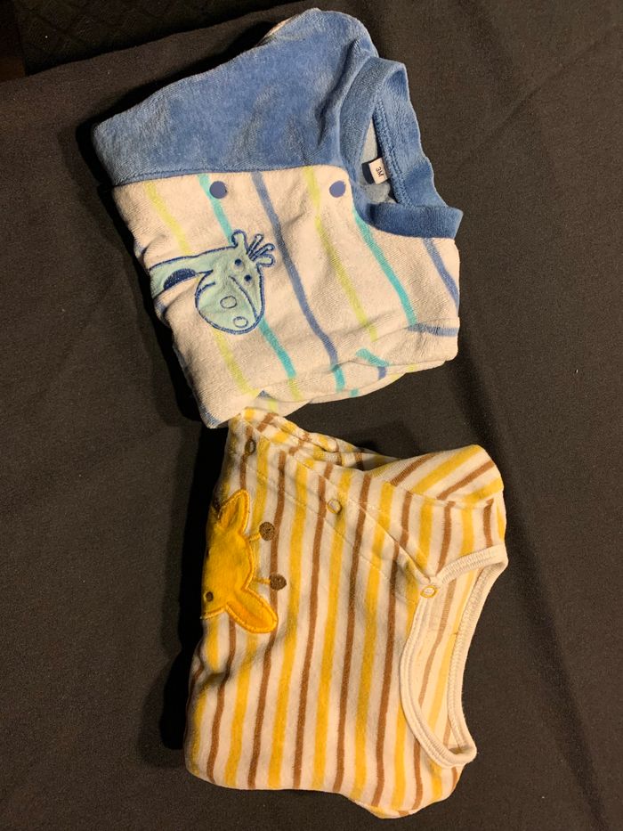Lot 2 pyjamas velours 3 mois Girafes 🦒 - photo numéro 2
