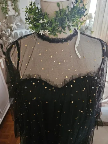 Robe noire soirée voile et etoile Taille L Neuve