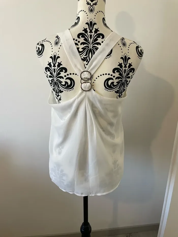 Débardeur blouse Morgan taille 38 blanc dos croisée boucle - photo numéro 4