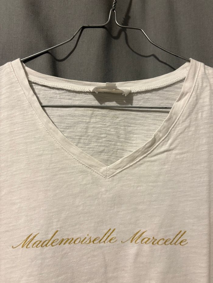 t-shirt blanc col v femme - photo numéro 5