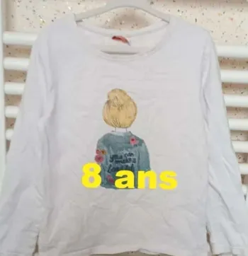 Tee shirt  manche  longue  blanc /  crème motif  multicolore Tape  à  l'oeil Taille  8 ans
