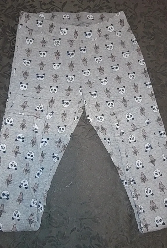 Pantalon de pyjama gris tête de licorne et panda undiz taille m