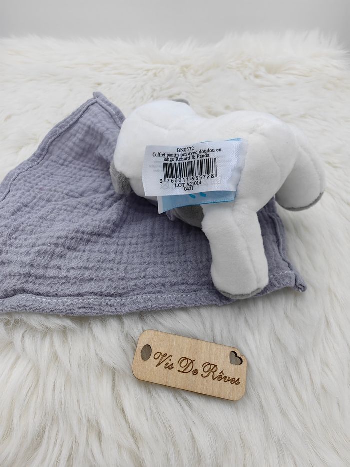 Doudou mouchoir Panda blanc et gris Baby Nat Bn0572 - photo numéro 6
