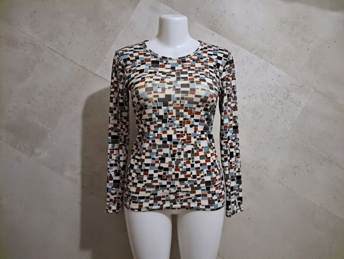 top manches longues carreaux imprimés Taille unique Camaieu