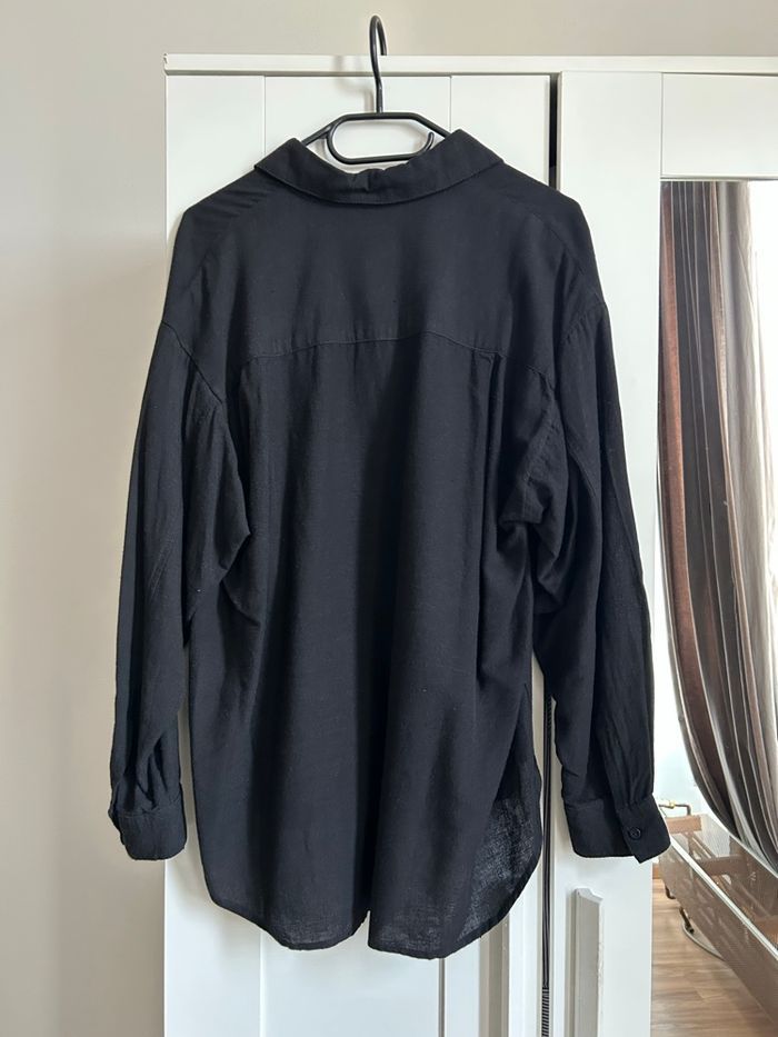 Chemise noire unie en Lin Stradivarius Taille M - photo numéro 7