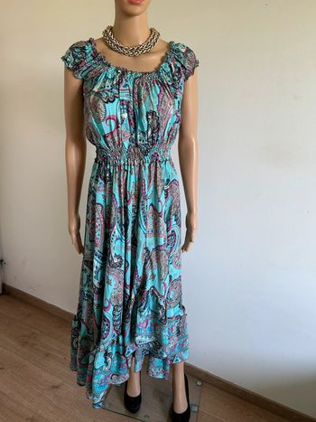 Robe longue turquoise neuve en soie Trebol taille unique