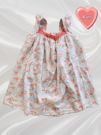 Robe à bretelles fleurie fille 4 ans