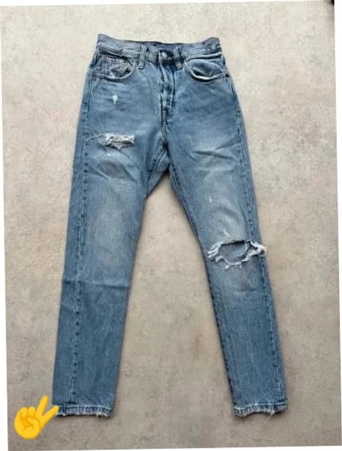 Jeans Levi's 501 W24 FR34 L28 coupe droite bleu Femme Women pan596b - photo numéro 3