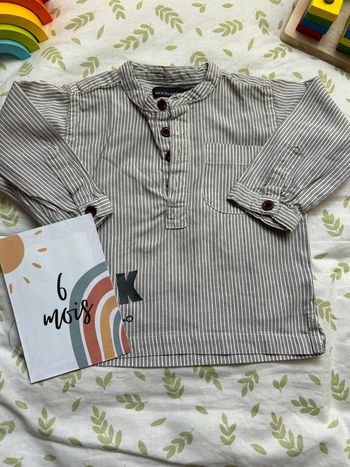 chemise manches longues rayée noir les p'tits babies 6 mois
